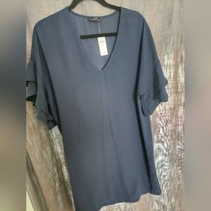Banana Republic V Neck Crepe Dress, Navy, size 14